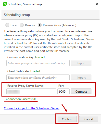Confirm Reverse proxy connection