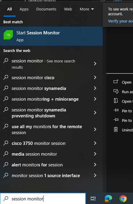 Start Session Monitor from Win menu