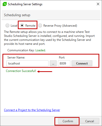 Connect to Scheduling machine