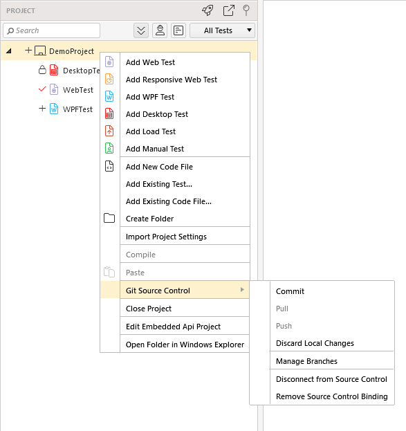 Source Control Context Menu