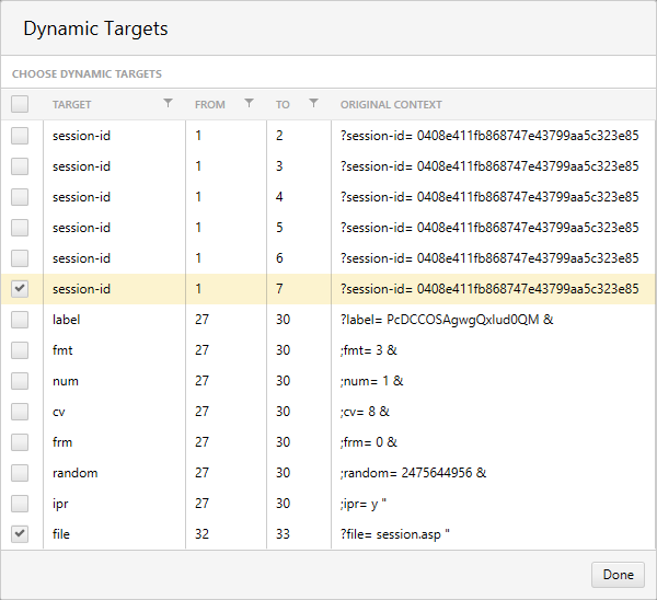 Dynamic targets