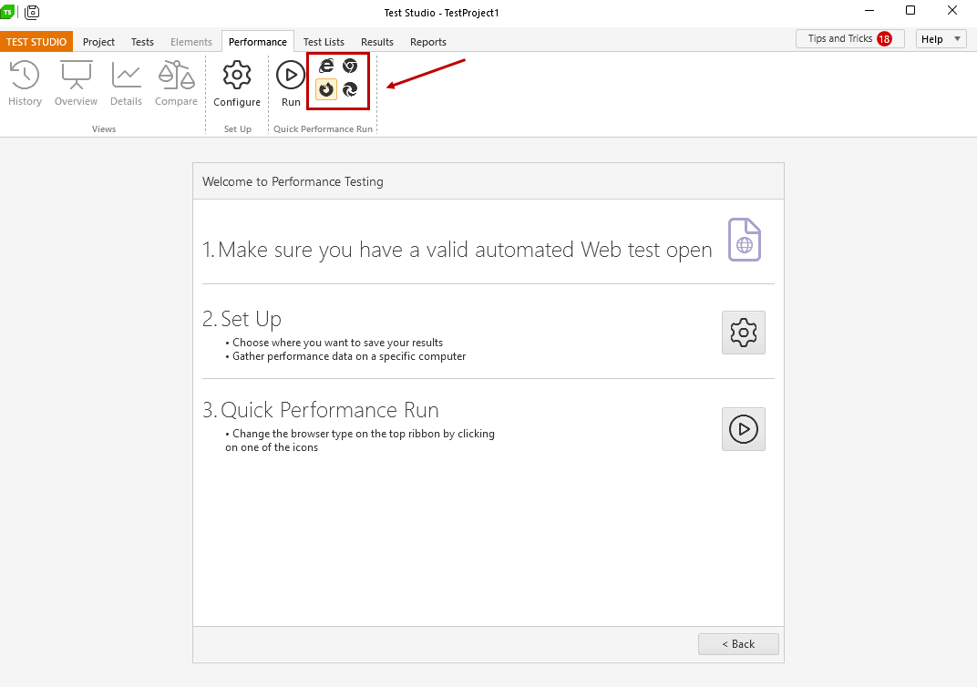 Choose browser to use for the performance run