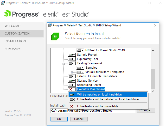 install visual studio 2019 on different drive