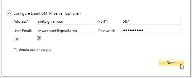 SMTP configuration