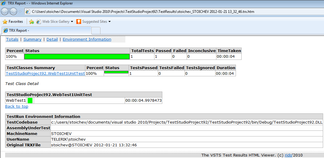 Convert Progress Testing Framework Test .trx Results to HTML - Progress Test  Studio