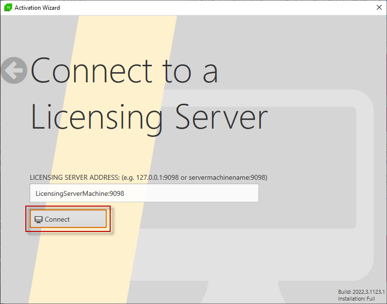 connect to licensing server