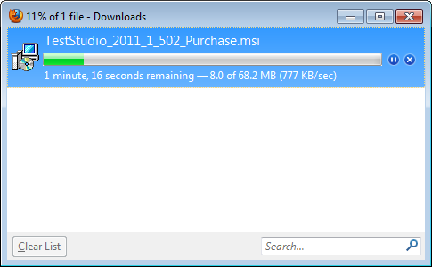 Firefox download manager dialog window