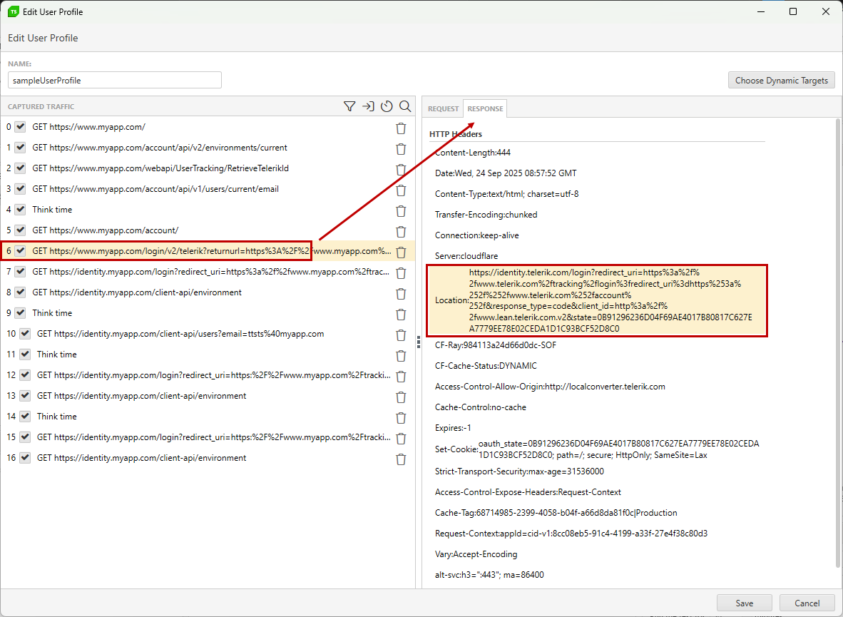 Dynamic value in response