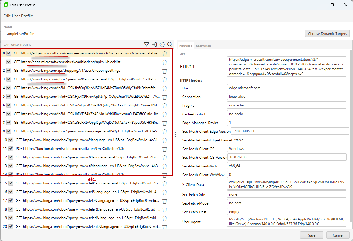 Example of non-essential requests from 3rd party services