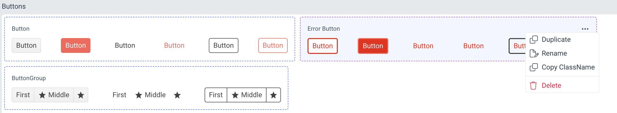 Context menu of a custom component instance in Progress ThemeBuilder