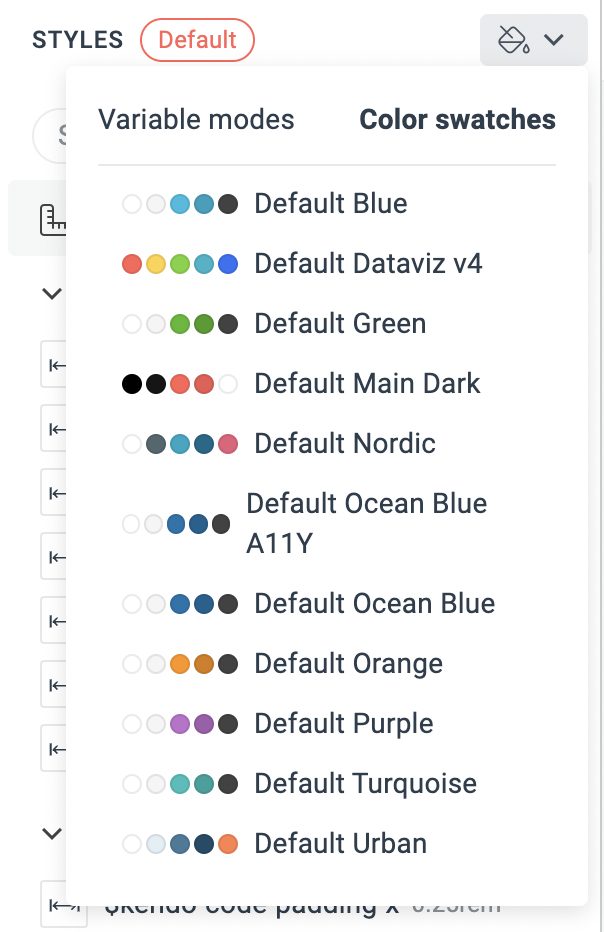 The available swatches in ThemeBuilder