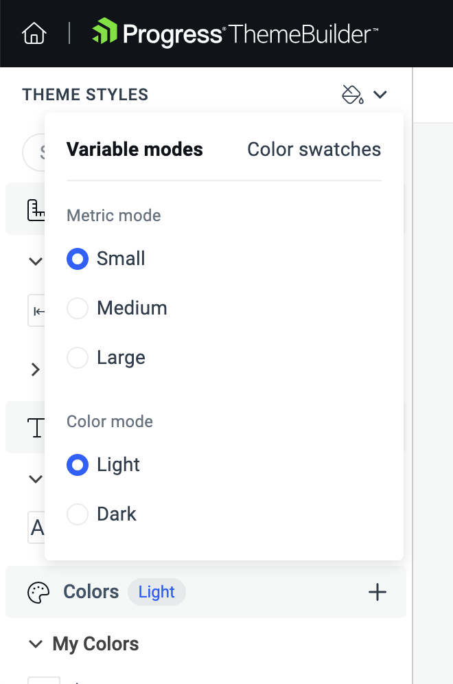 Applying Variable Modes in Progress ThemeBuilder