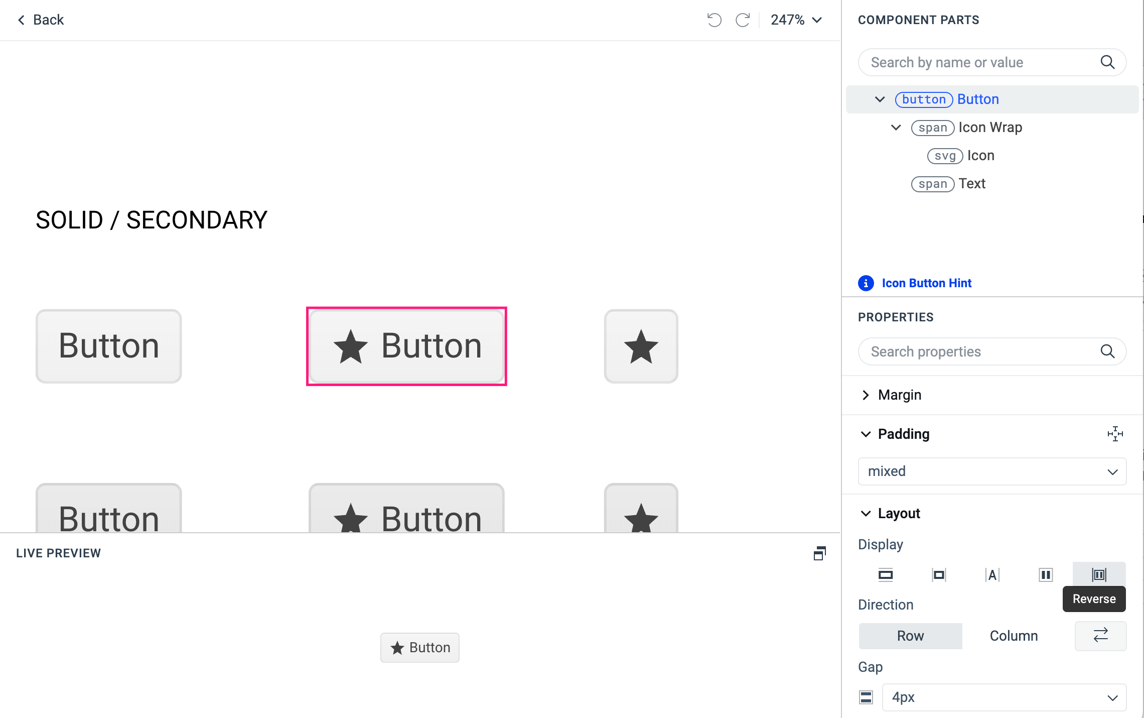 Swapping the positions of the Button text and icon