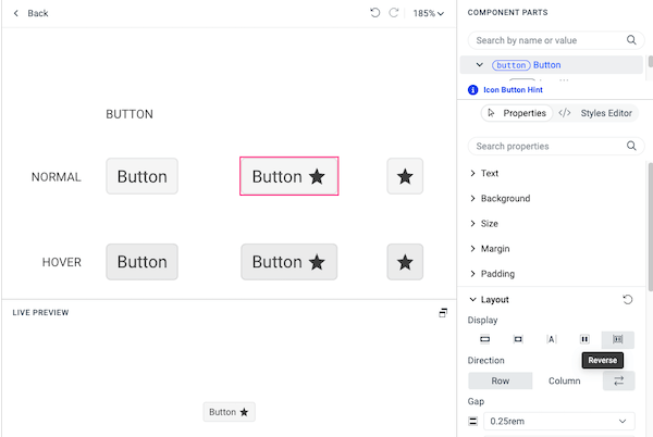 Swapping the positions of the Button text and icon