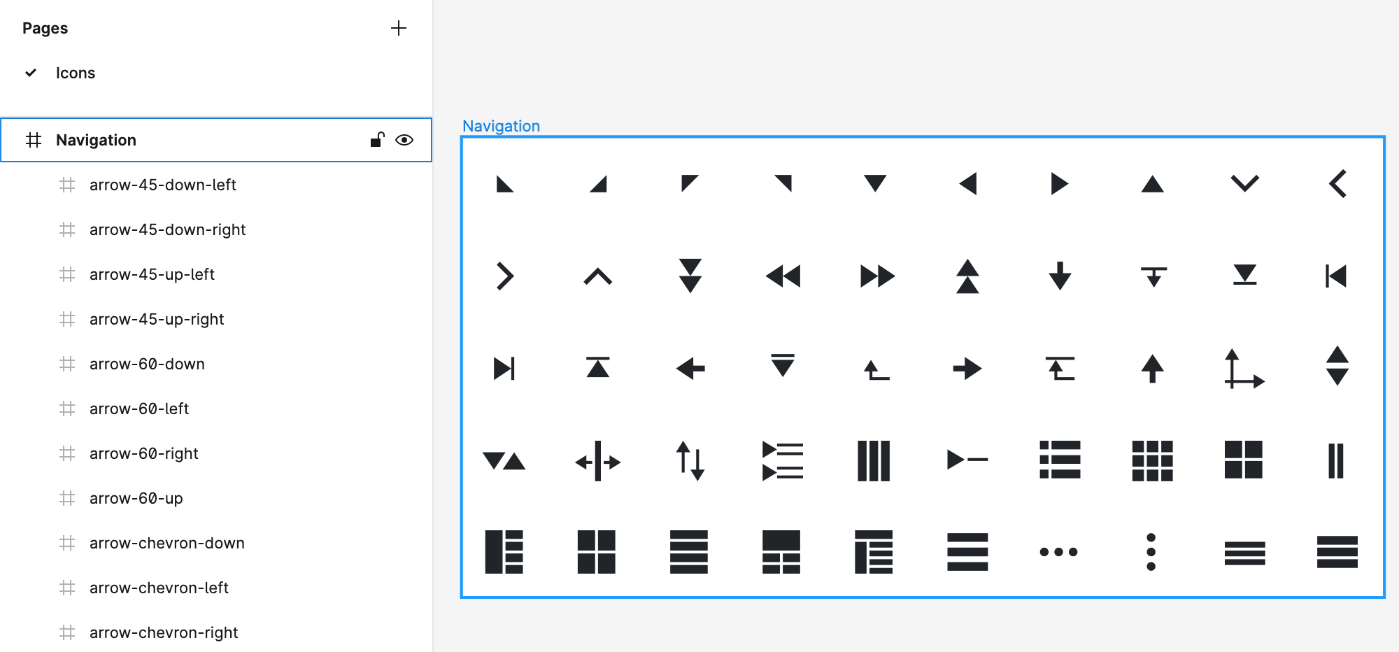 Icons Design - Page and Frame that are ready for exporting into ThemeBuilder