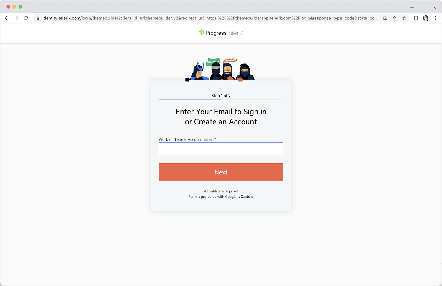 Telerik login window