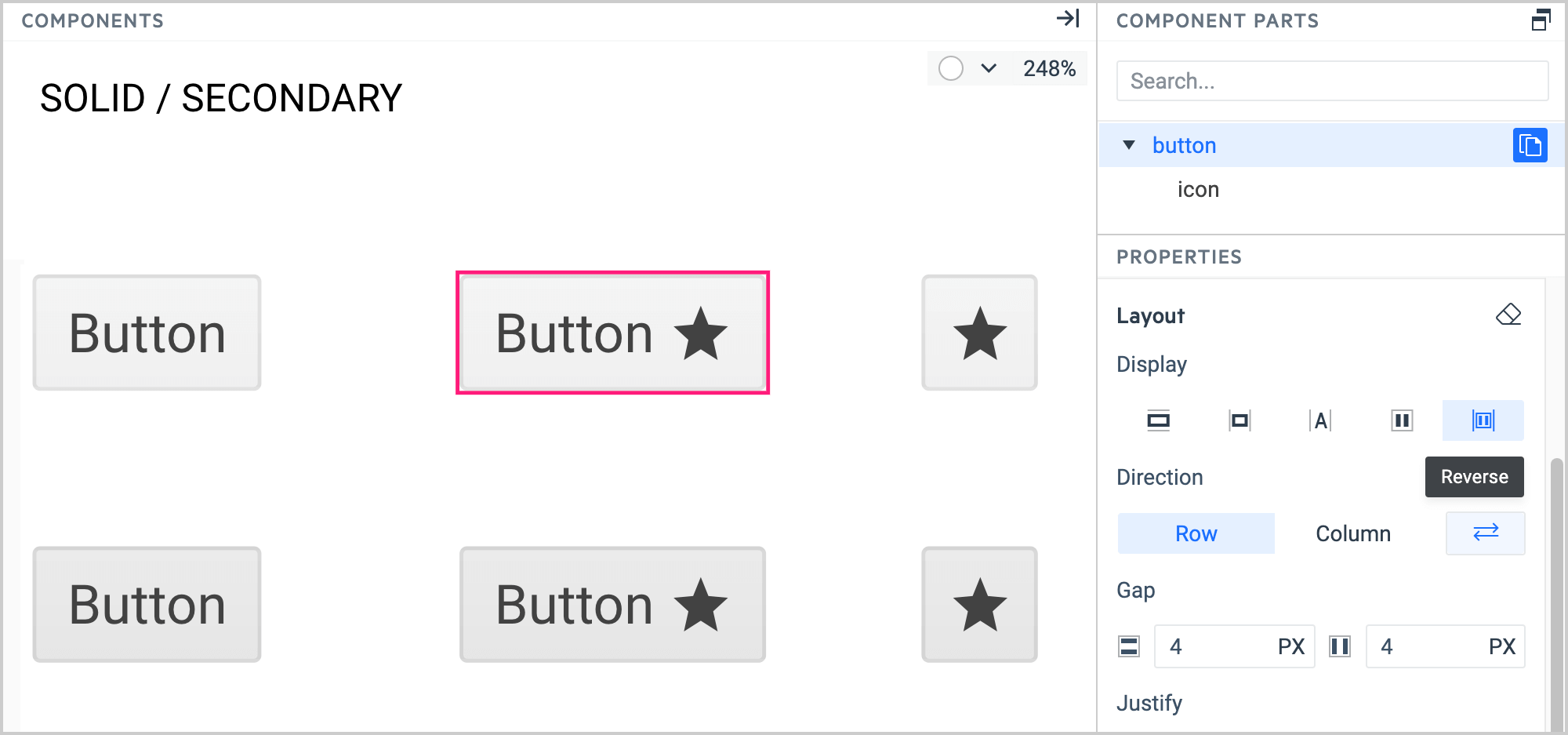 Swapping the positions of the Button text and icon