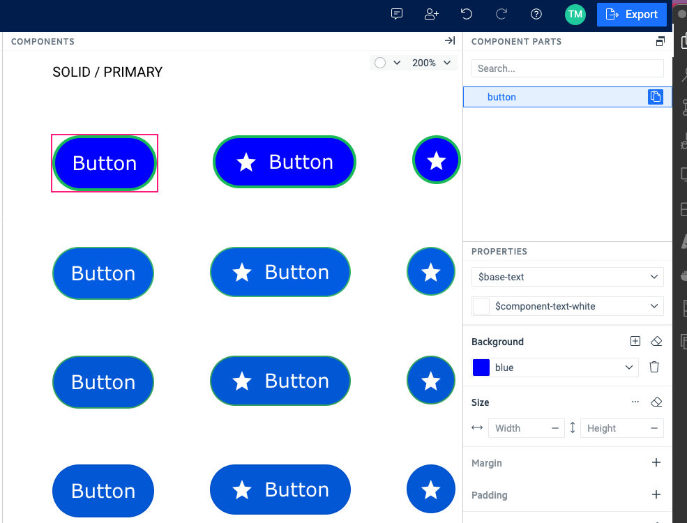 Button with set blue background