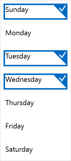 RadListView selection example